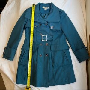 Hydraulic Women’s Teal Double Breasted Wool Blend Trench Coat